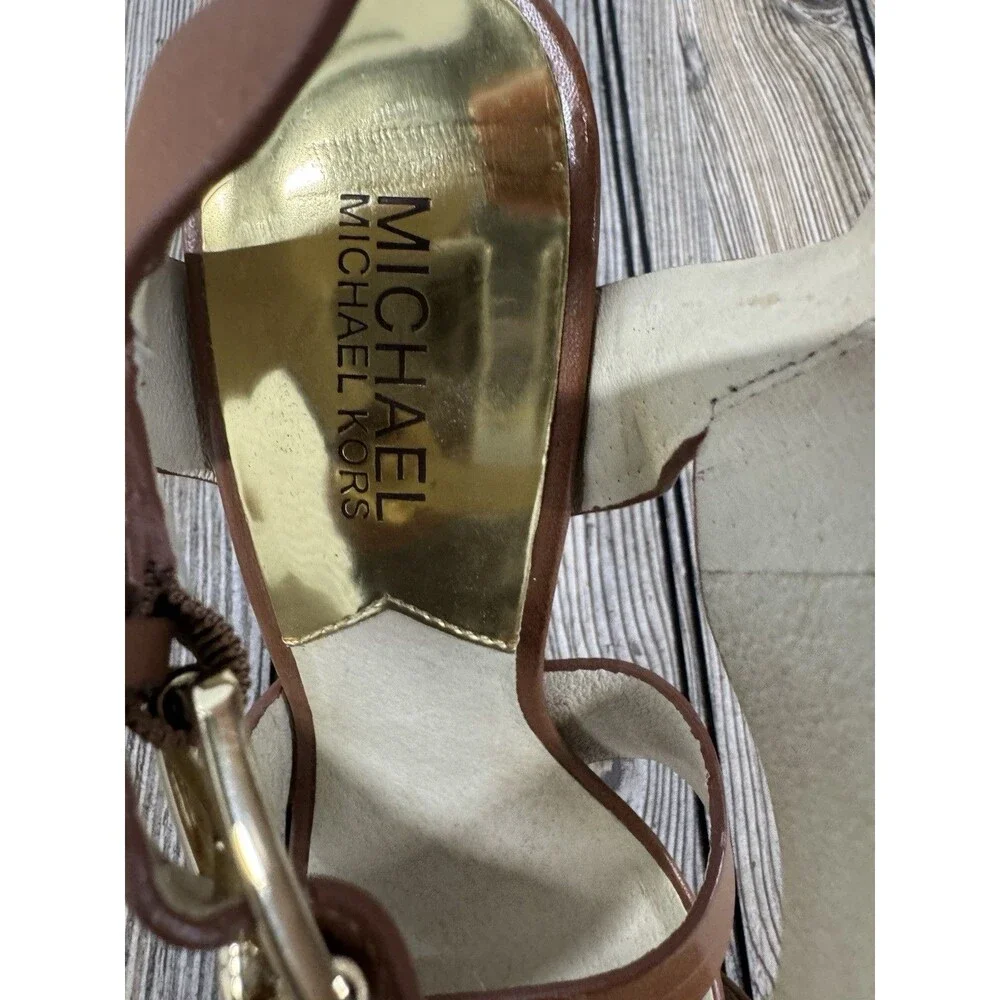 Michael Michael Kors Women's Oksana Sandal Luggage SZ 7 1/2